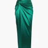 Twist Detail High Slit Midi Skirt>MICAS Hot