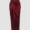 Twist Detail High Slit Midi Skirt>MICAS Hot