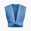 Twist Knot V-Neck Tank Top>MICAS Hot