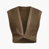 Twist Knot V-Neck Tank Top>MICAS Hot