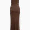 Twist Strapless Cut Out Ruched Maxi Dress>MICAS Sale