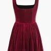 Velvet Sleeveless Mini Dress>MICAS New
