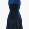 Velvet Sleeveless Mini Dress With Bow Detail>MICAS Sale