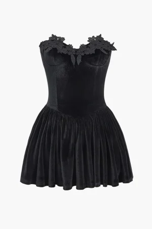 Velvet Strapless Sleeveless Mini Dress>MICAS Outlet