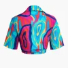 Vibrant Abstract Print Crop Shirt And Shorts Set>MICAS Fashion