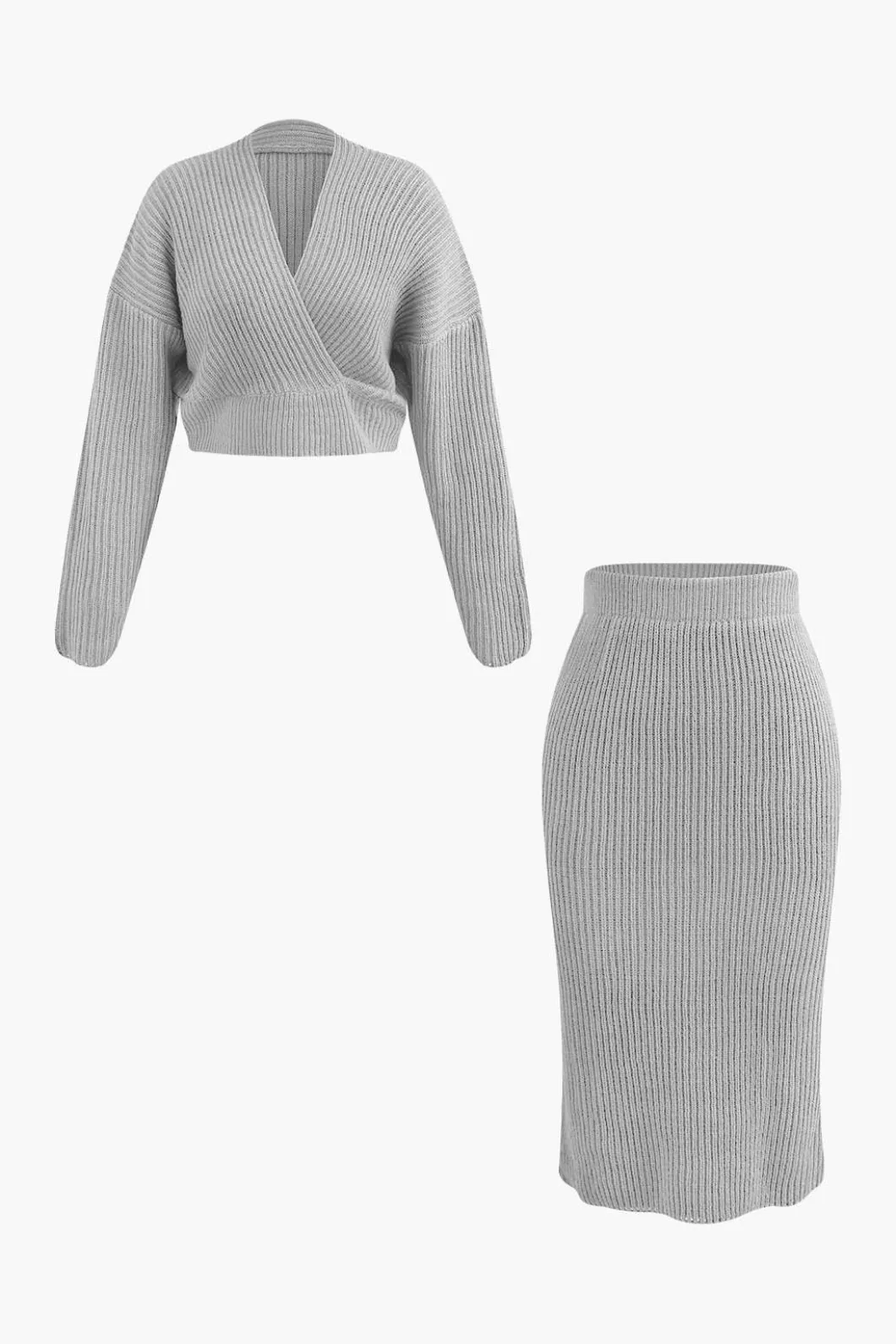 V-neck Long Sleeve Sweater And Skirt Set>MICAS Online