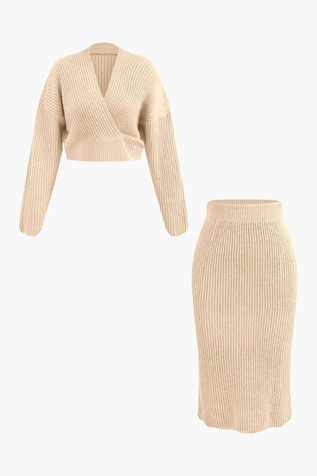 V-neck Long Sleeve Sweater And Skirt Set>MICAS Online