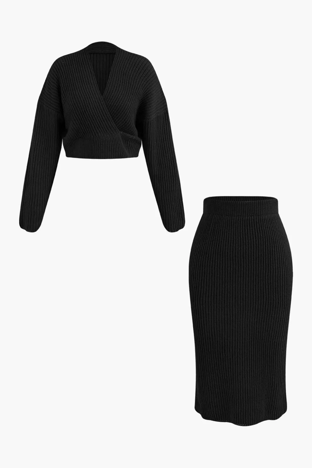 V-neck Long Sleeve Sweater And Skirt Set>MICAS Online