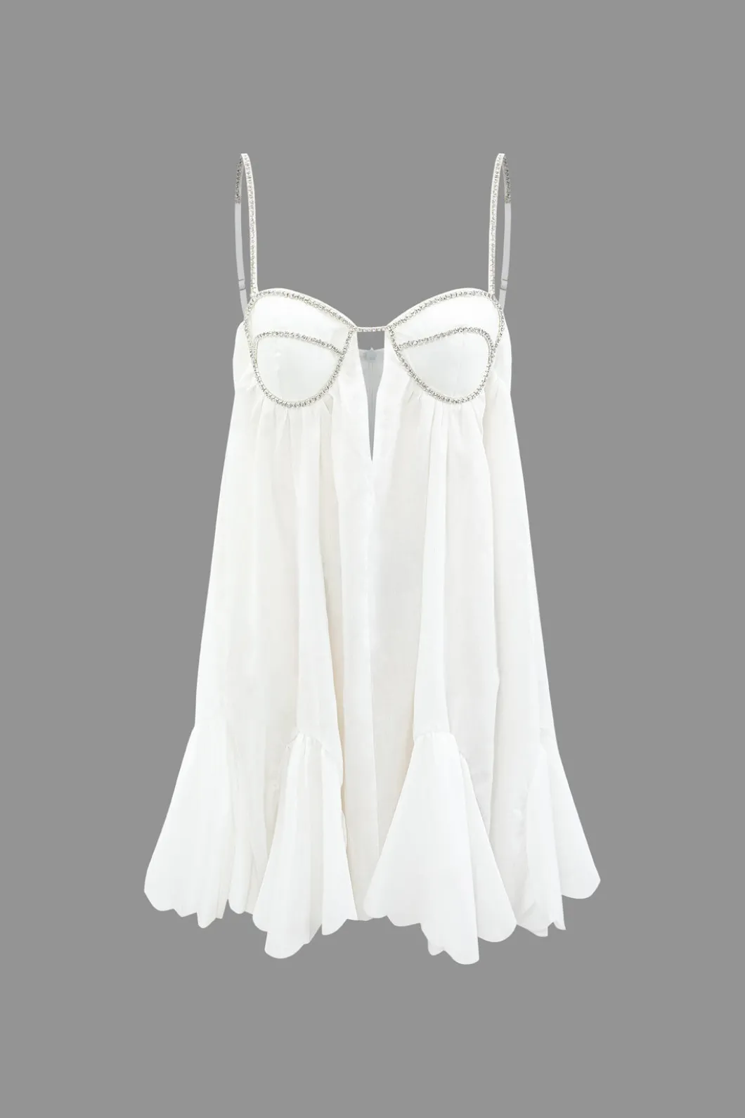 V-neck Rhinestone Decor Mini Dress>MICAS Best