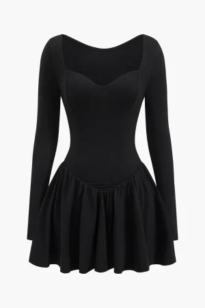 V-Neck Ruched Long Sleeve Mini Dress>MICAS Discount