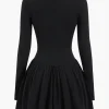 V-Neck Ruched Long Sleeve Mini Dress>MICAS Discount