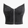V-neck Zip-Up Strapless Bustier Top>MICAS Online