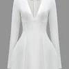 V-Shape Long Sleeve Mini Dress>MICAS Hot