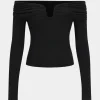 V-Shaped Steel Ring Off Shoulder Ruched Long-Sleeve Top>MICAS Discount