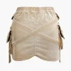V-waist Buckle Flap Pocket Denim Cargo Skirt>MICAS Outlet