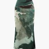 Watercolor Print Midi Skirt>MICAS Discount