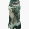 Watercolor Print Midi Skirt>MICAS Discount