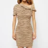 Wave Texture Twist Asymmetrical Mini Dress>MICAS Fashion