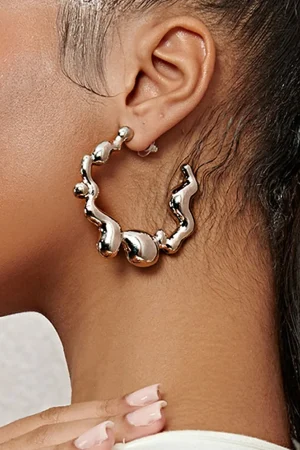 Wavy Open Hoop Earrings>MICAS Fashion