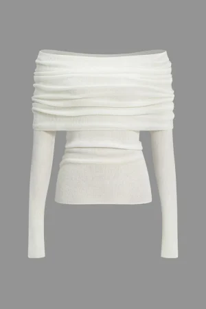Wool Off Shoulder Long-Sleeve Top>MICAS Sale