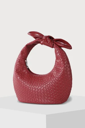 Woven Faux Leather Half-Moon Shape Clutch Bag>MICAS Clearance