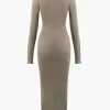 Wrap Ruched High Neck Long Sleeve Maxi Dress>MICAS Online