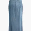 Wrap Split Denim Midi Skirt>MICAS Discount