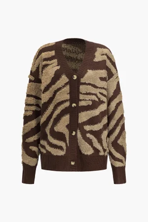 Zebra Stripe Textured Sweater Cardigan>MICAS Sale