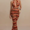 Zigzag Stripe Halter Backless Knit Maxi Dress>MICAS Hot