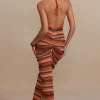 Zigzag Stripe Halter Backless Knit Maxi Dress>MICAS Hot
