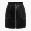 Zip-Front Faux Leather Mini Skirt>MICAS Sale
