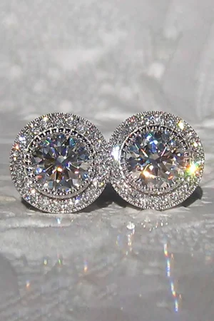 Zircon Shiny Round Diamond Earrings>MICAS Online
